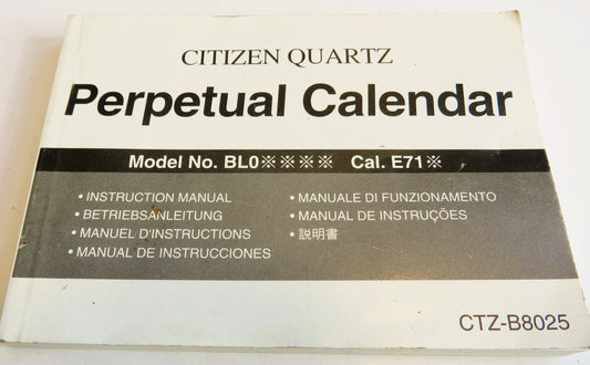 Citizen Cal. E71 Quartz Quarz Perpetual Calendar Bedienungsanleitung Manual