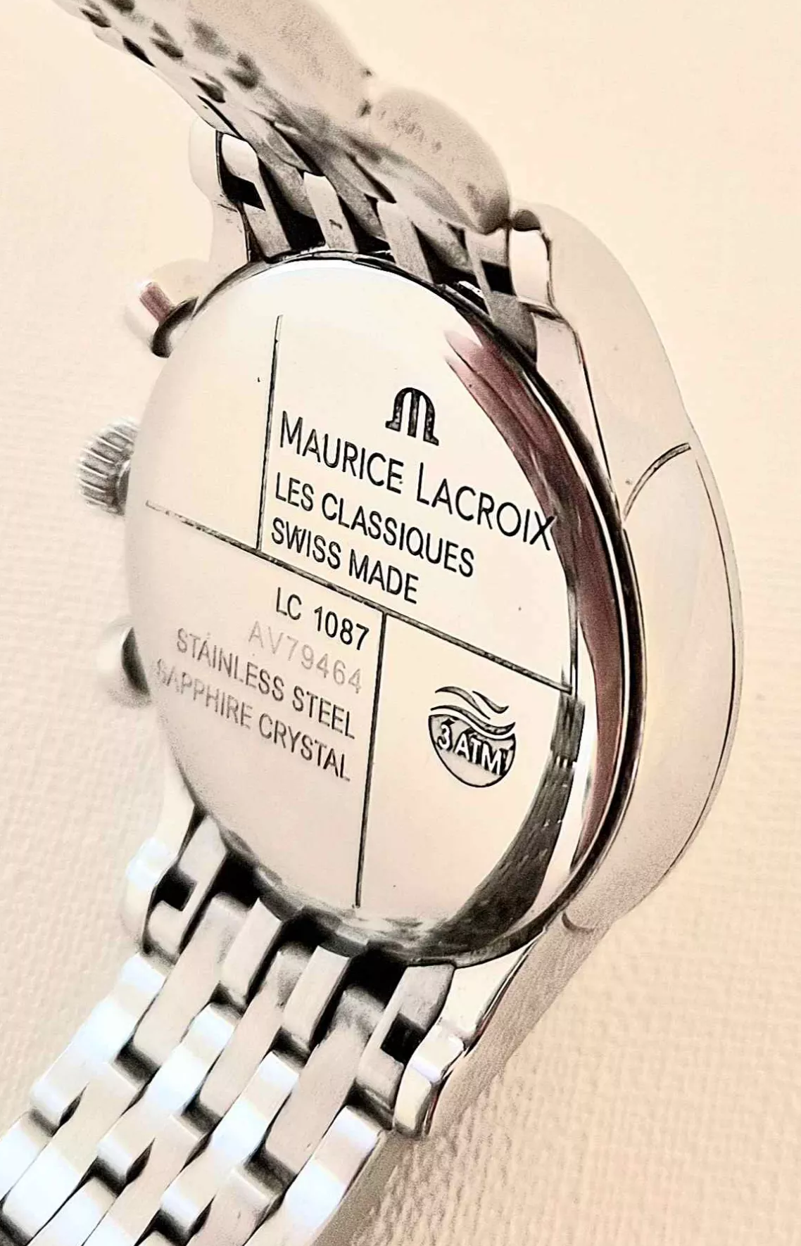 Maurice Lacroix Quartz Chronograph Moon Phase LC 1087 Full Set Original Box Papers