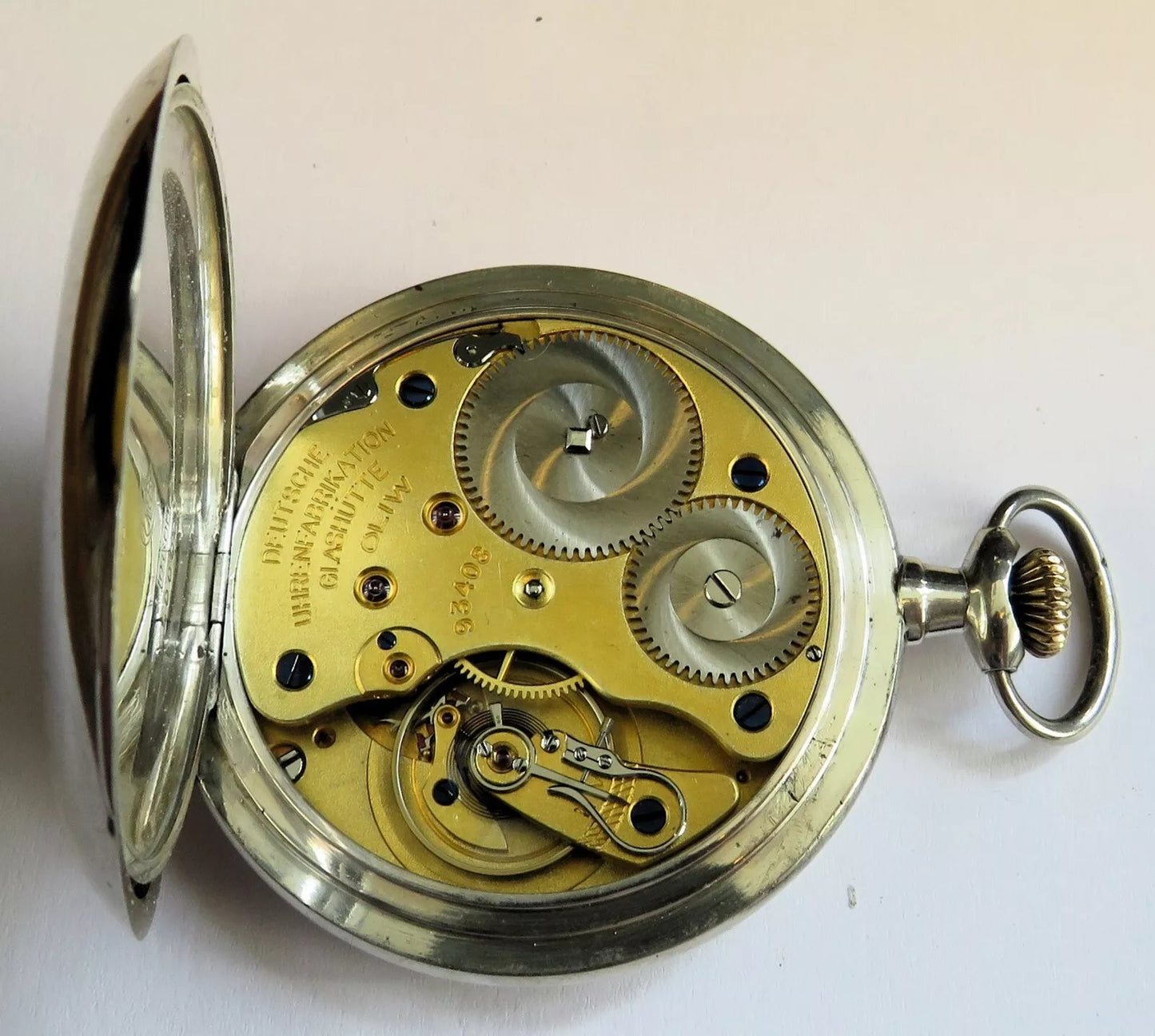 A. Lange & Söhne Glashütte 0,800 Silber OLIW Taschenuhr Schwanenhals Feinregulierung - Sammler - Uhren