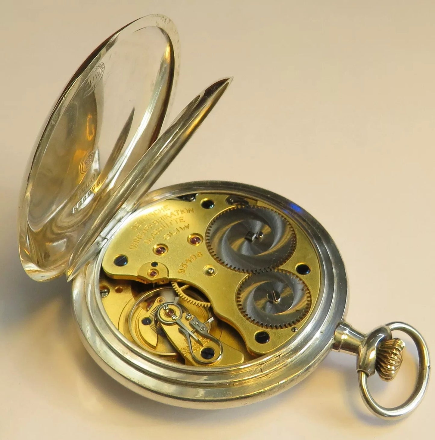 A. Lange & Söhne Glashütte 0,800 Silber OLIW Taschenuhr Schwanenhals Feinregulierung - Sammler - Uhren