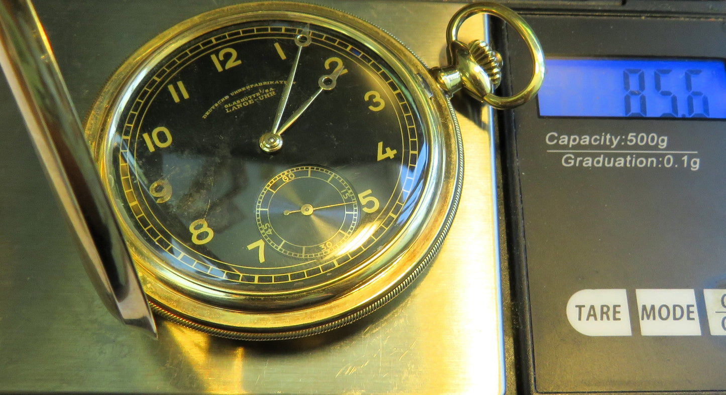 A. Lange & Söhne Glashütte 585 Gold OLIW Taschenuhr selt. schwarzes Zifferblatt - Sammler - Uhren