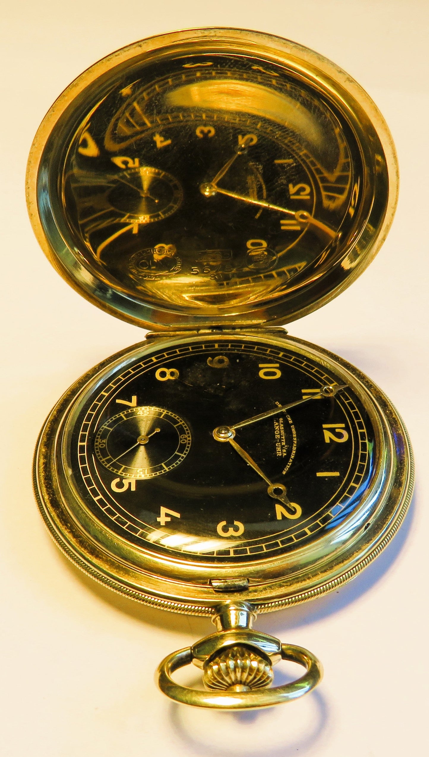 A. Lange & Söhne Glashütte 585 Gold OLIW Taschenuhr selt. schwarzes Zifferblatt - Sammler - Uhren