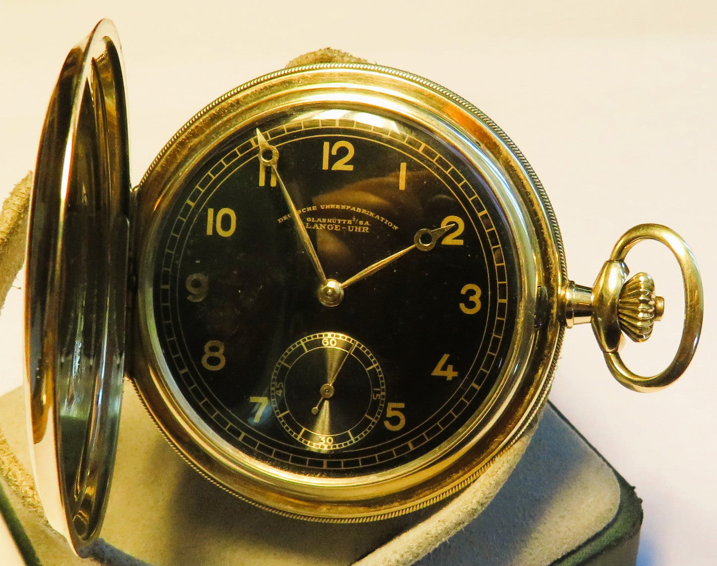 A. Lange & Söhne Glashütte 585 Gold OLIW Taschenuhr selt. schwarzes Zifferblatt - Sammler - Uhren