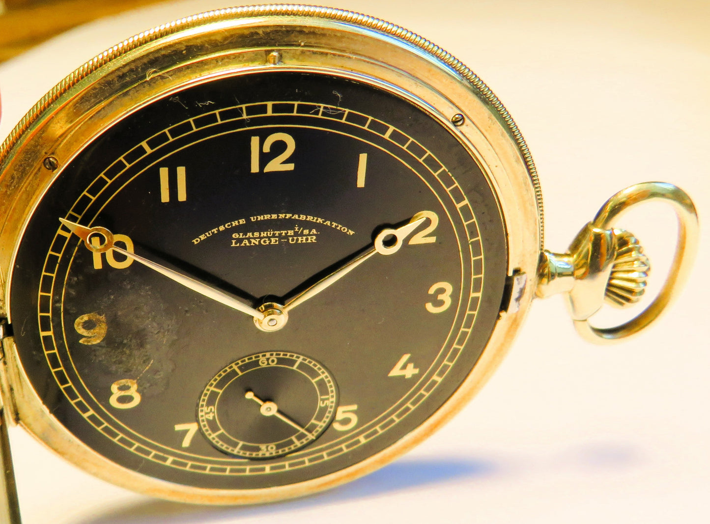 A. Lange & Söhne Glashütte 585 Gold OLIW Taschenuhr selt. schwarzes Zifferblatt - Sammler - Uhren
