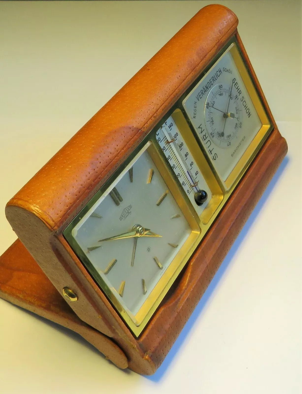 Angelus Stolz Freres Sentry Cal 957 Wetterstation Barometer Tischuhr Thermometer - Sammler - Uhren