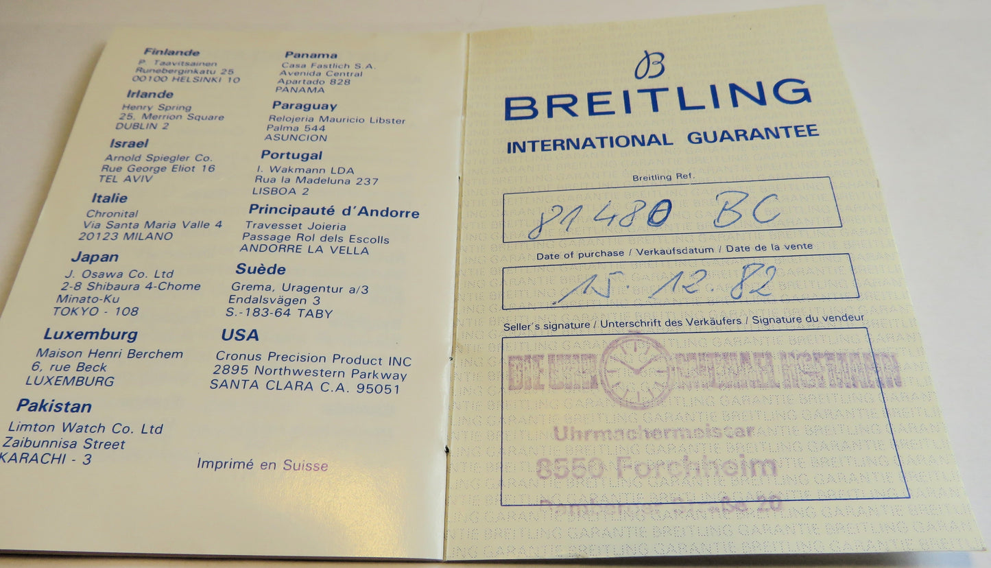 Breitling Tabarly Rallye Navitimer Herren Armbanduhr Quarz 1980 Fullset OVP - Sammler - Uhren