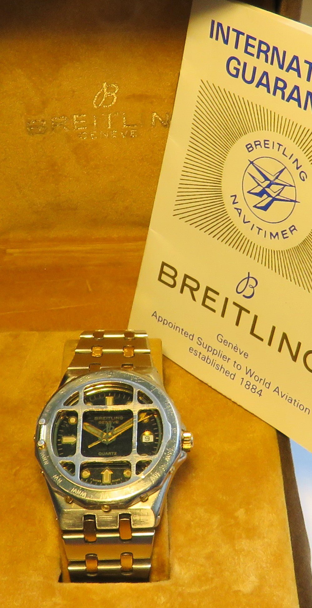 Breitling Tabarly Rallye Navitimer Herren Armbanduhr Quarz 1980 Fullset OVP - Sammler - Uhren