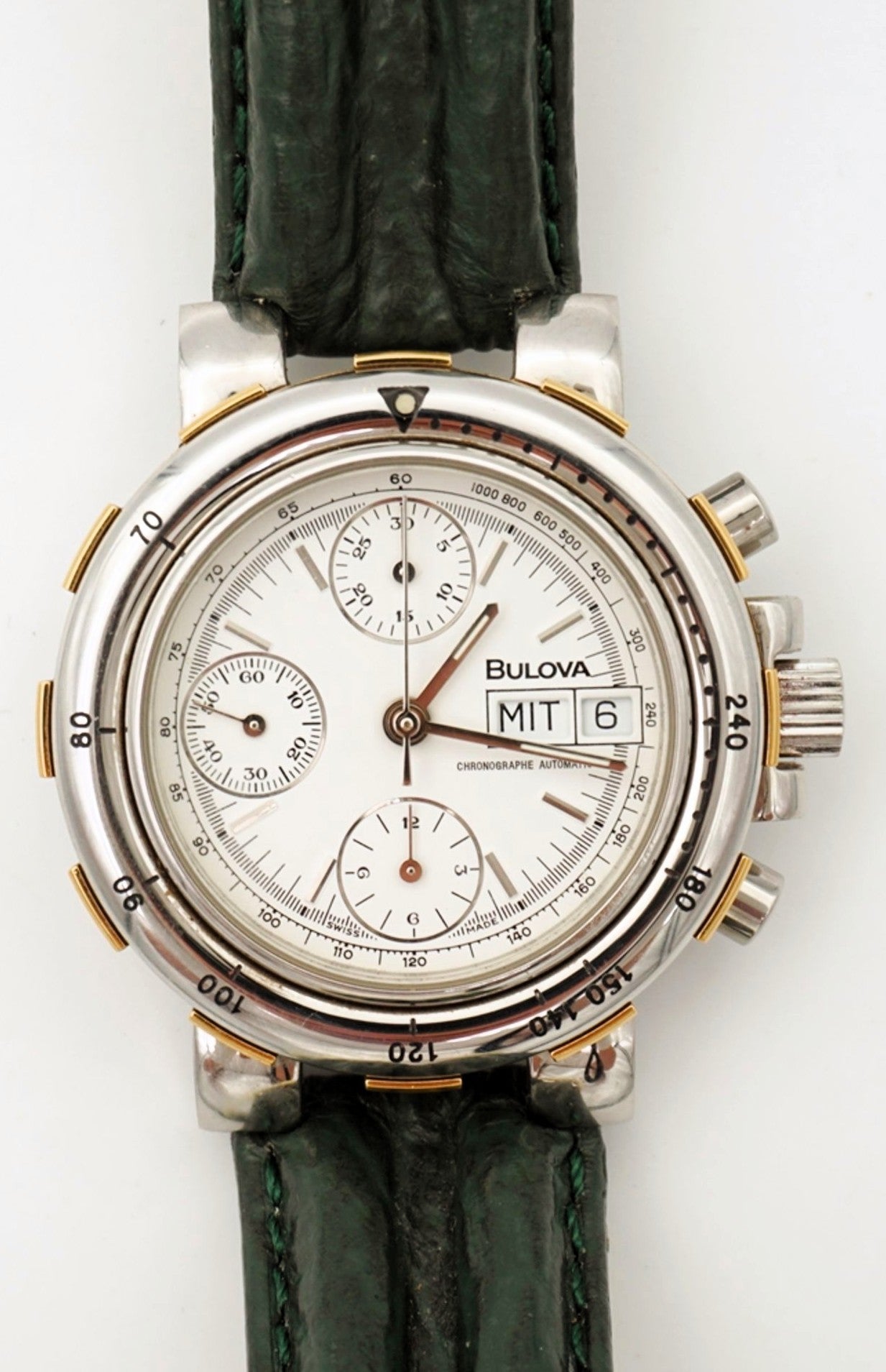 Bulova 4806 NOS Herren Chronorgraph Automatik Stahl Gold Day Date OVP - Sammler - Uhren