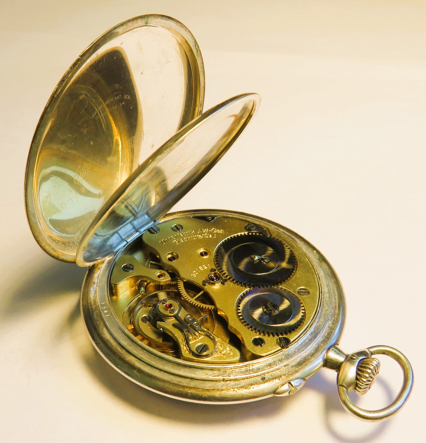 Deutschen Präzisionsuhr Original Glashütte Taschenuhr 0,800 Silber Schwanenhals - Sammler - Uhren