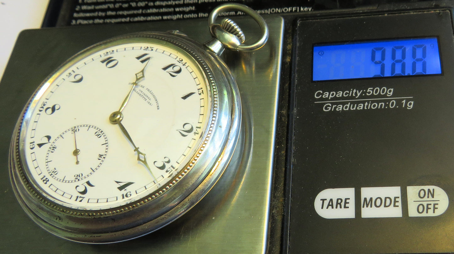 Deutschen Präzisionsuhr Original Glashütte Taschenuhr 0,800 Silber Schwanenhals - Sammler - Uhren