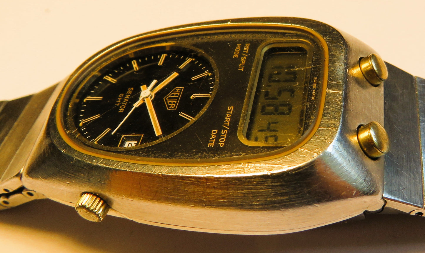 Ed Heuer Senator GMT Ref. 107.413 Digital mechanische Hybrid Luxus HAU - Sammler - Uhren