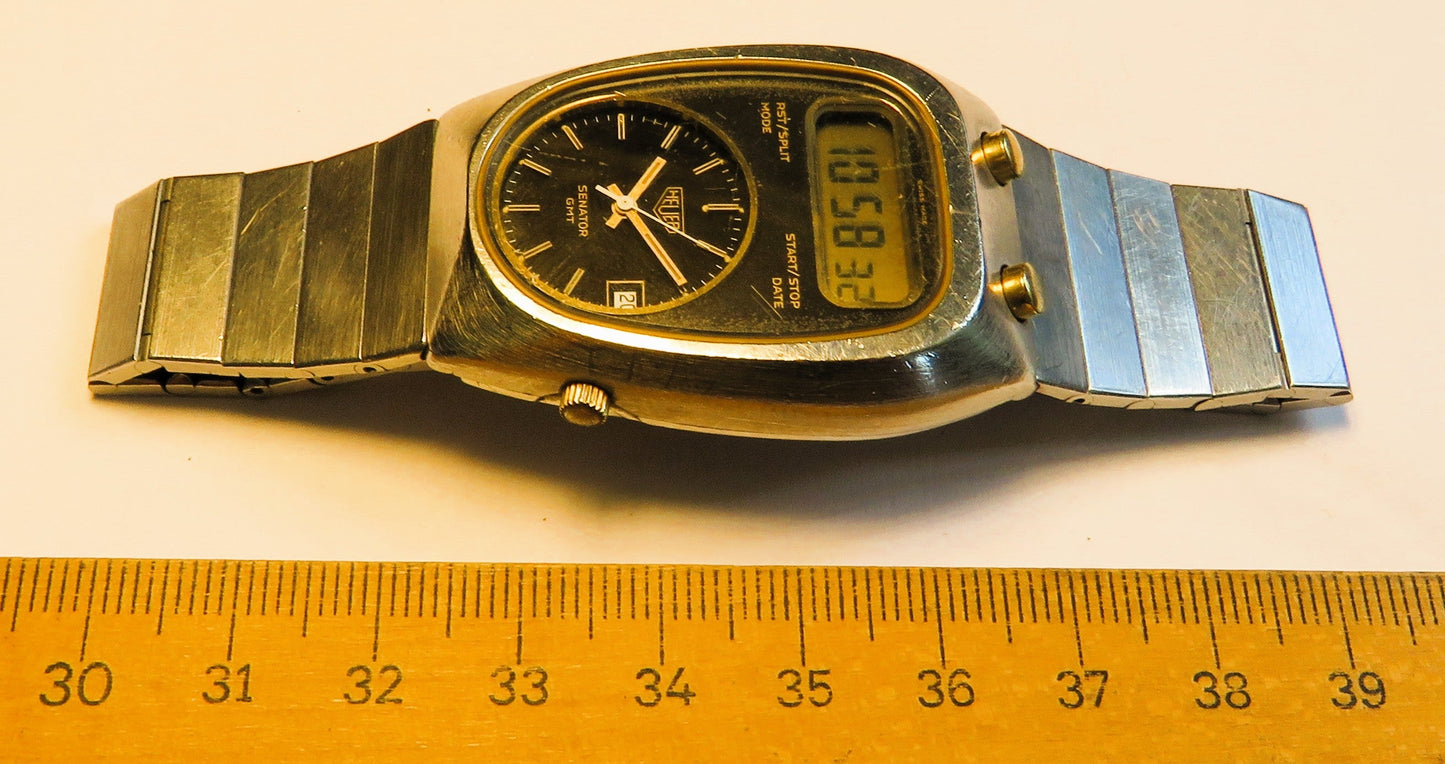 Ed Heuer Senator GMT Ref. 107.413 Digital mechanische Hybrid Luxus HAU - Sammler - Uhren