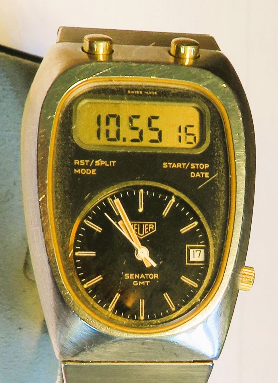Ed Heuer Senator GMT Ref. 107.413 Digital mechanische Hybrid Luxus HAU - Sammler - Uhren