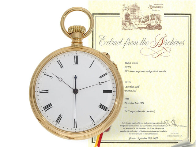 Einmalig! PATEK PHILIPPE museale SECONDE MORTE, VERSUCHSSERIE von 1868 NO. 27271 - Sammler - Uhren