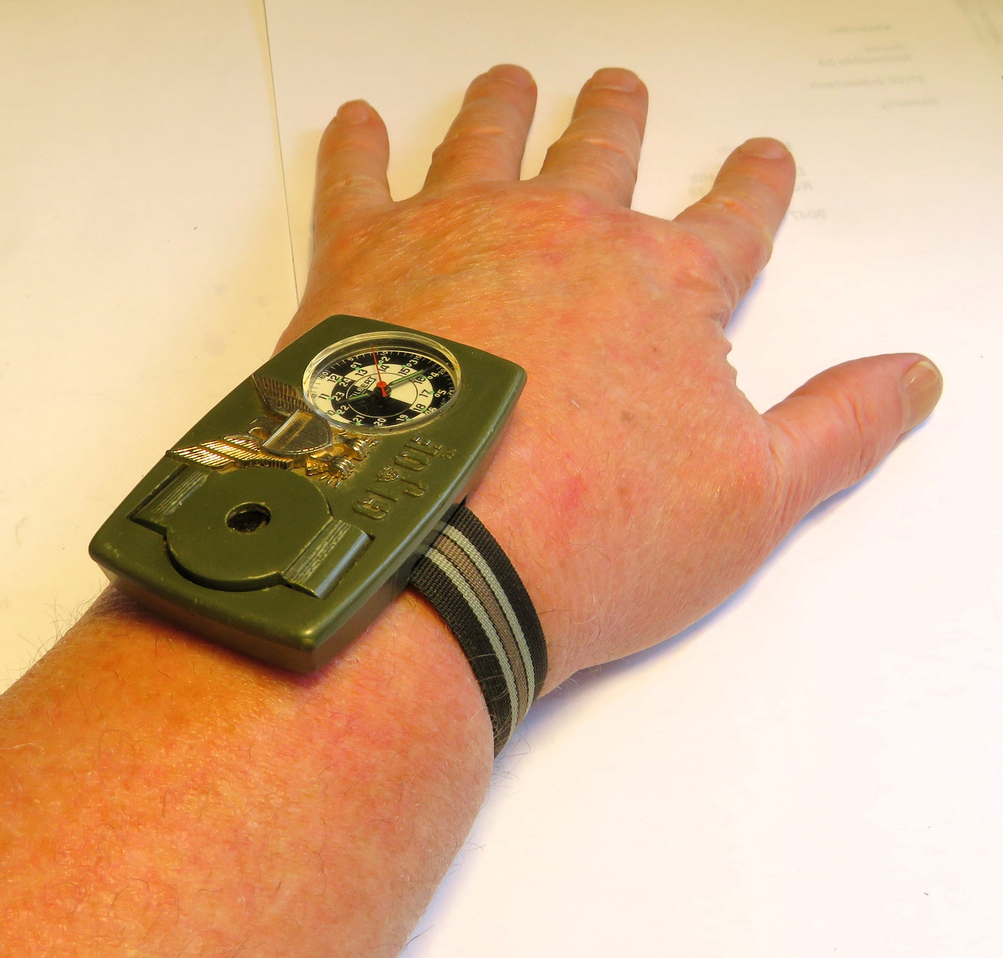 Gilbert GI Joe große mechanische Militäruhr Kompass Vietnam Krieg ca. 1970 - Sammler - Uhren