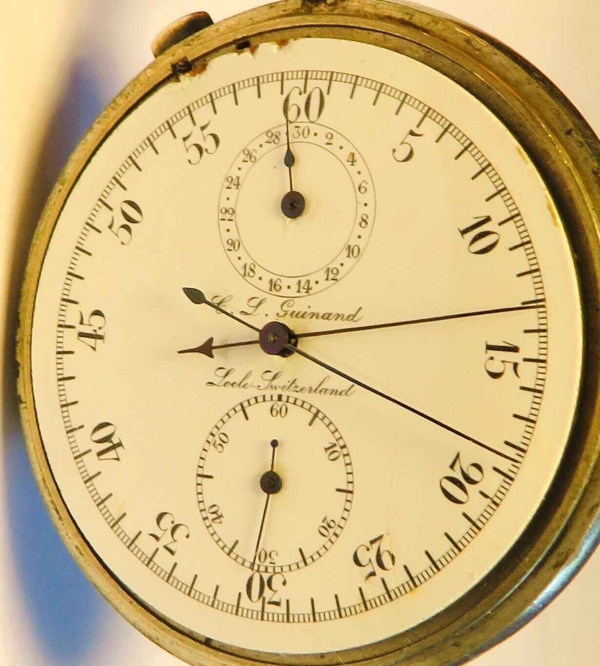Guinand Rattrapante Split Seconds Schaltrad Chronograph Stoppuhr4 Adjustments - Sammler - Uhren
