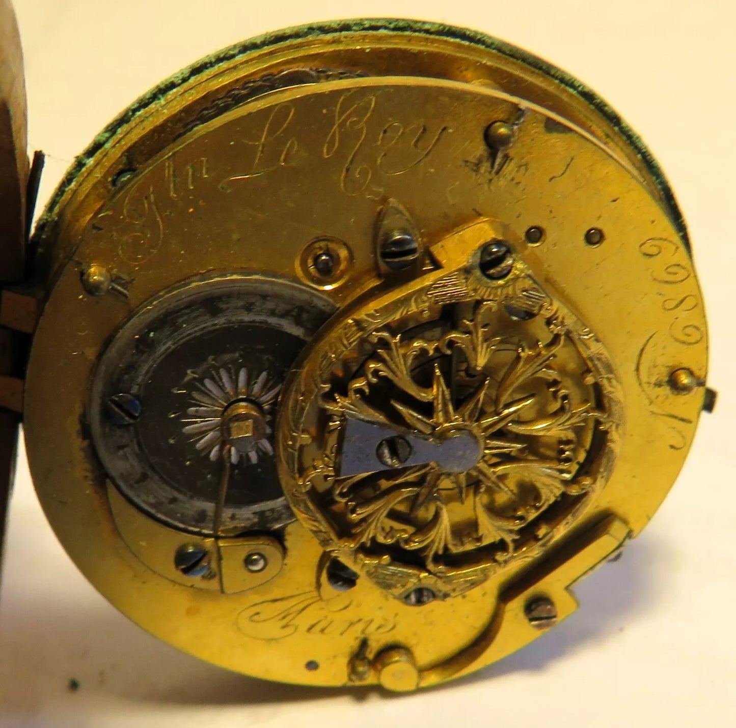 Julien le Roy Paris Bronze Tisch Spindel Tisch Uhr ca. 1720 15 x 15 x 31cm - Sammler - Uhren