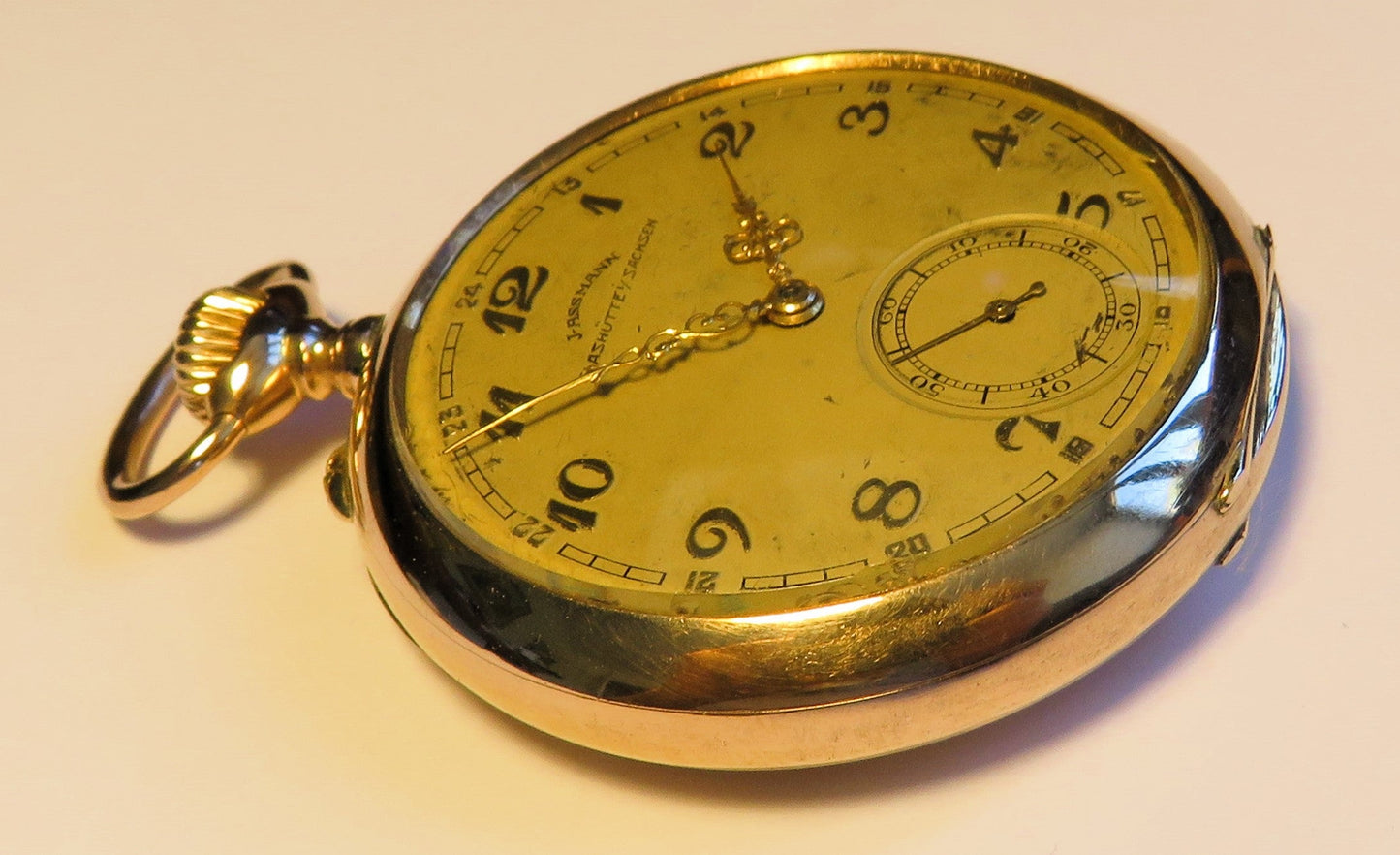 Julius Assmann Glashütte massiv Gold Herrentaschenuhr Lepine 91g Nummern identisch - Sammler - Uhren