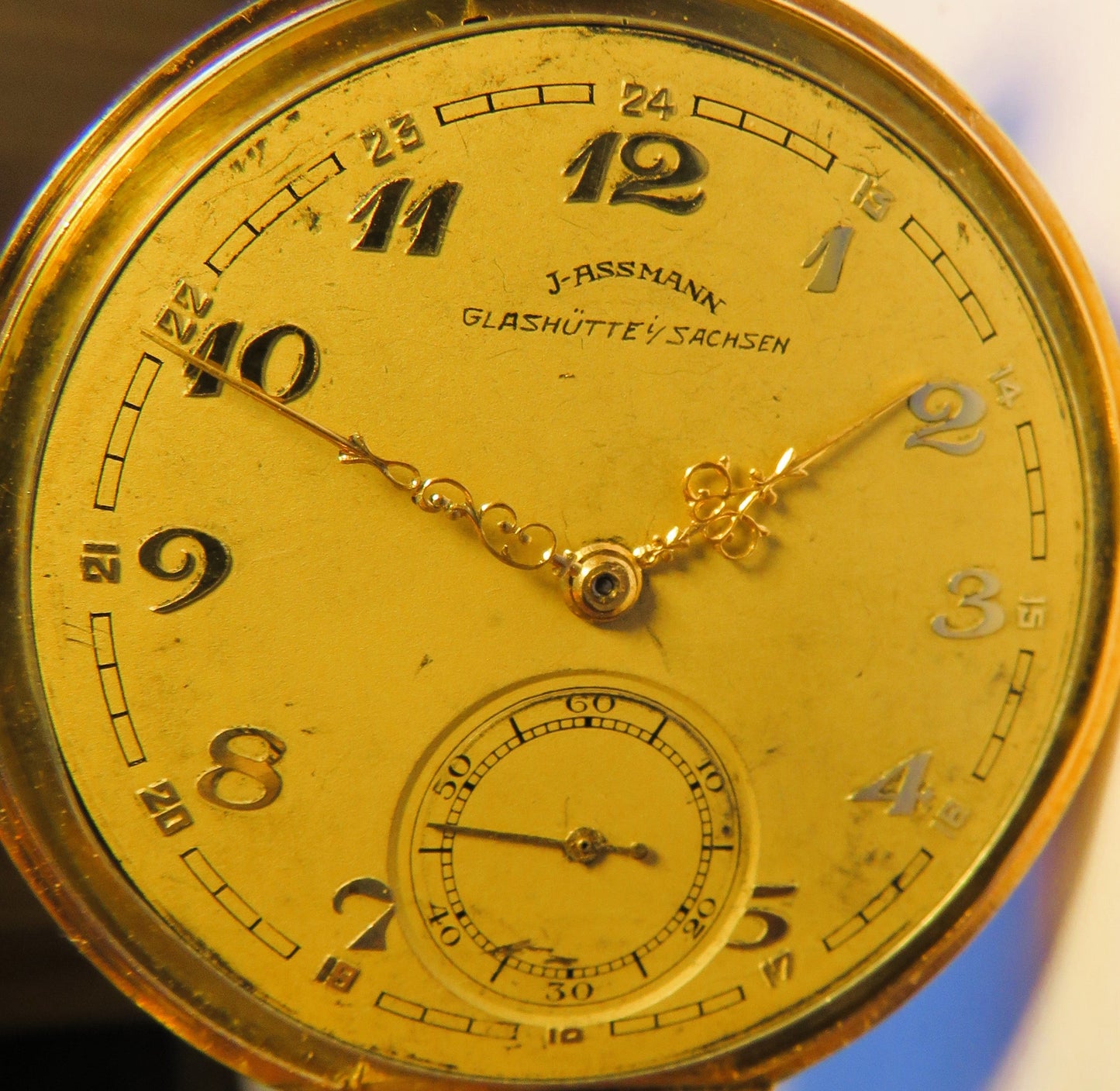 Julius Assmann Glashütte massiv Gold Herrentaschenuhr Lepine 91g Nummern identisch - Sammler - Uhren