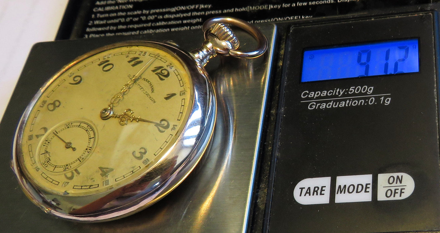 Julius Assmann Glashütte massiv Gold Herrentaschenuhr Lepine 91g Nummern identisch - Sammler - Uhren