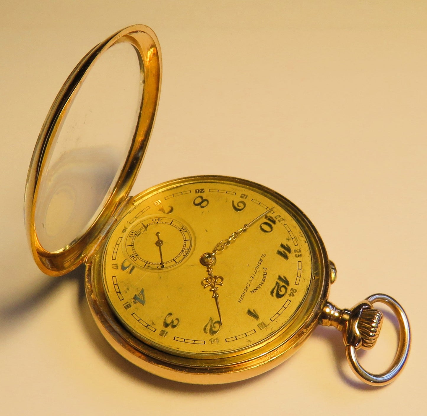 Julius Assmann Glashütte massiv Gold Herrentaschenuhr Lepine 91g Nummern identisch - Sammler - Uhren