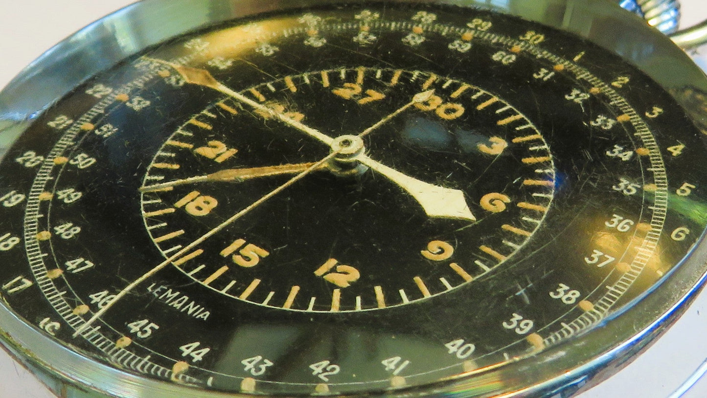 Lemania Rattrapante Flyback Beobachtungsuhr Deckuhr Kriegsmarine WK 2 II U - Boot - Sammler - Uhren