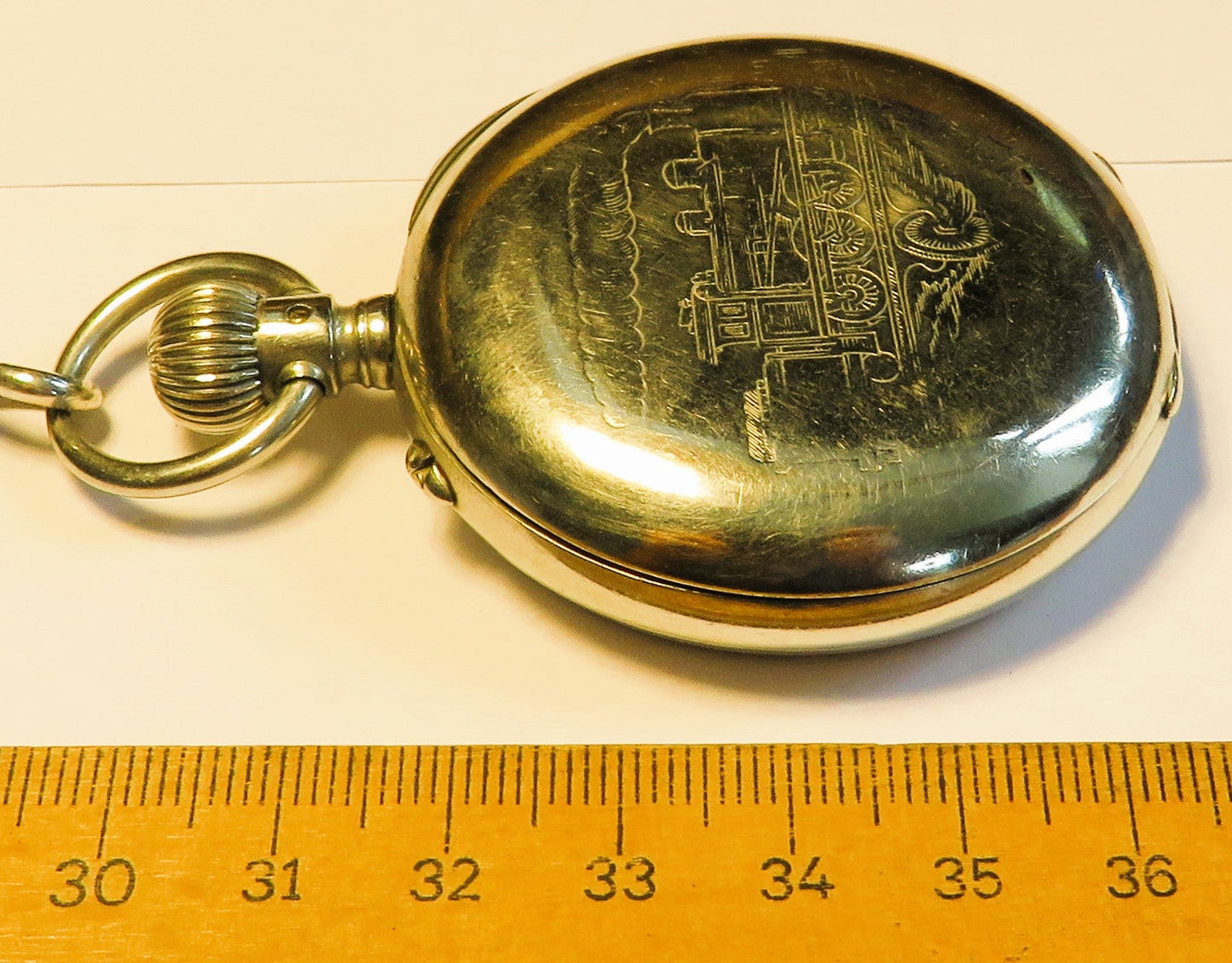 Longines Kal. L 20.52 gravierte Eisenbahner Taschen Uhr Kette / Münze ca. 1920 - Sammler - Uhren