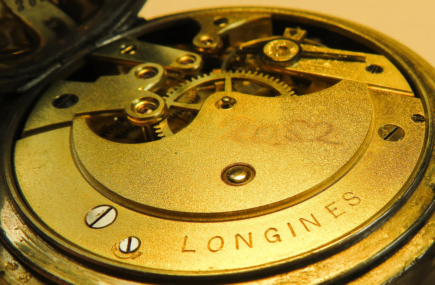 Longines Kal. L 20.52 gravierte Eisenbahner Taschen Uhr Kette / Münze ca. 1920 - Sammler - Uhren