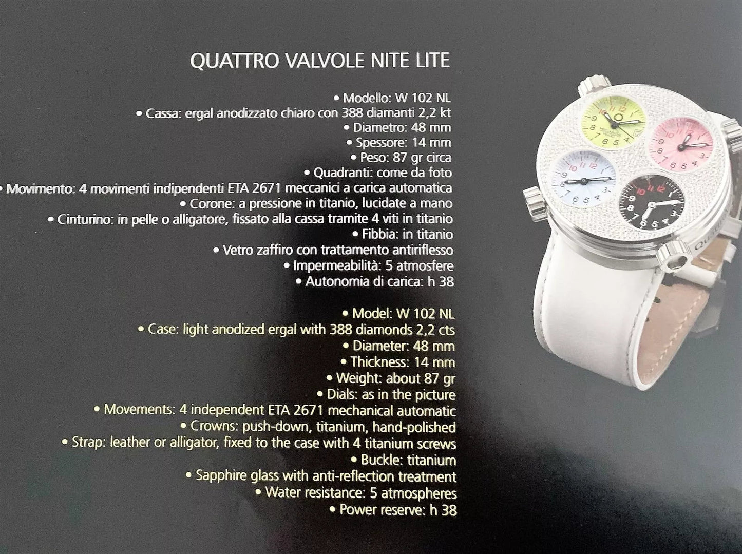 Meccaniche Veloci Quattro Valvole Lite Nite Luxus Design HAU 388 Brillanten - Sammler - Uhren