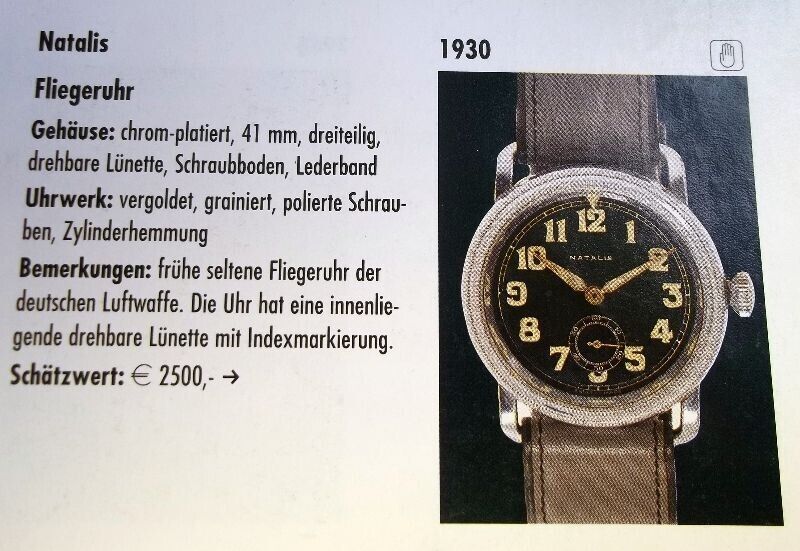 Natalis früheste Pfeilindex Fliegeruhr Pilot Watch Reichsluftwaffe 1930 WK WW 2 - Sammler - Uhren