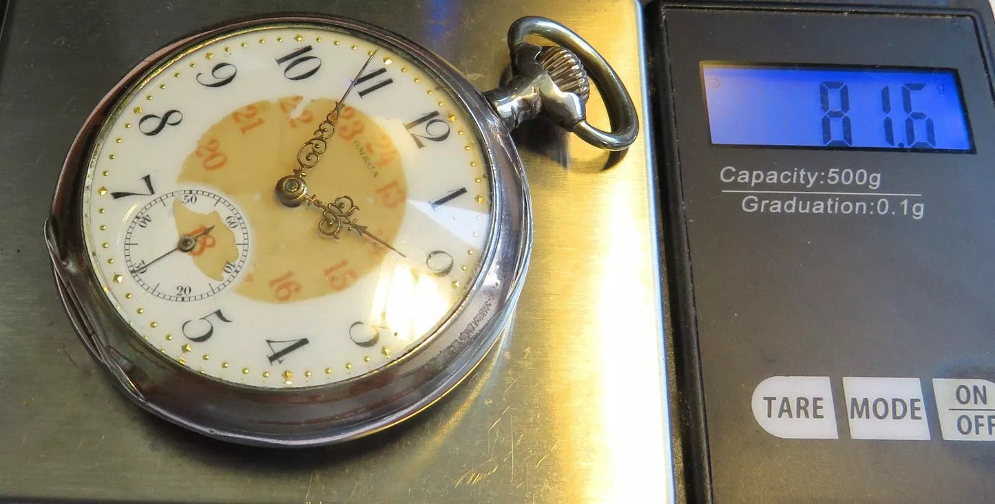 Omega antike 0,800 Silber Luxus Lepine Herrentaschenuhr mechanisch ca. 1900 - Sammler - Uhren