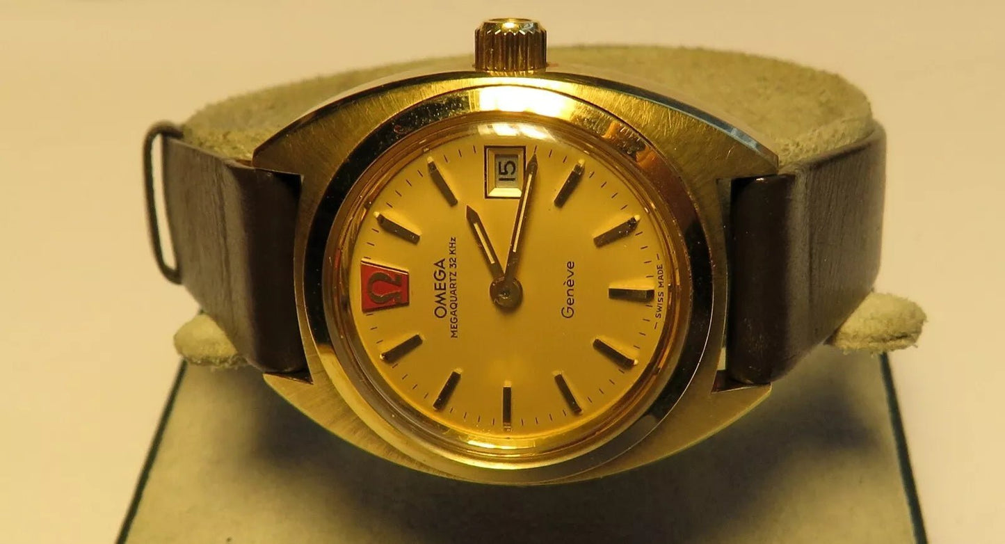 Omega Mega Quarz 32 KHz NOS Damen Stimmgabel Uhr in OVP funktionstüchtig Quartz - Sammler - Uhren