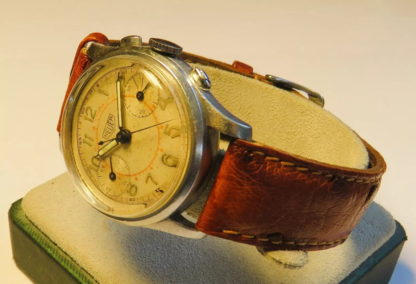Orig. Ed Heuer Saint Imier Vintage Flyback Schaltrad Chronograph ca. 1950 AOC - Sammler - Uhren