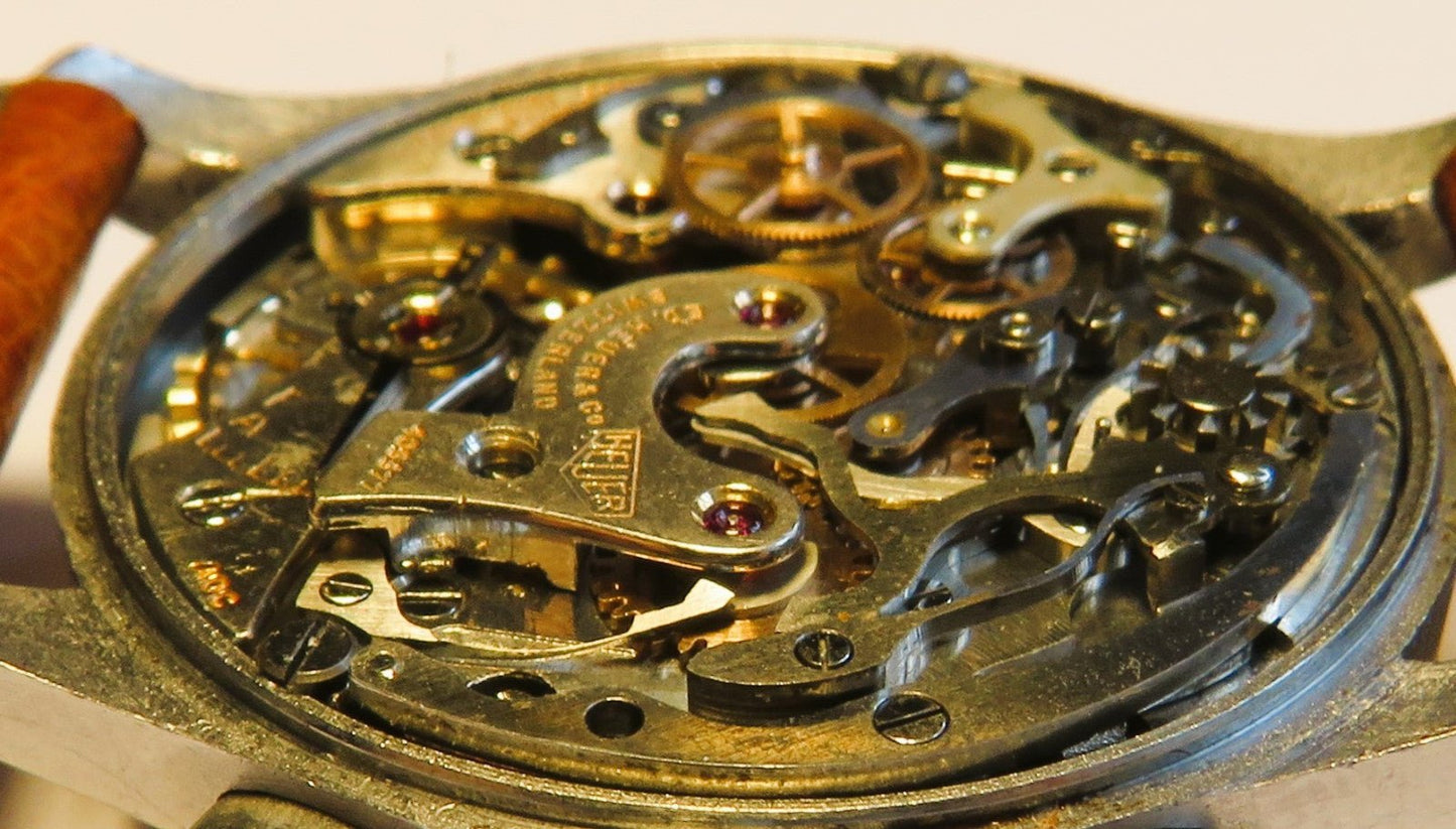 Orig. Ed Heuer Saint Imier Vintage Flyback Schaltrad Chronograph ca. 1950 AOC - Sammler - Uhren