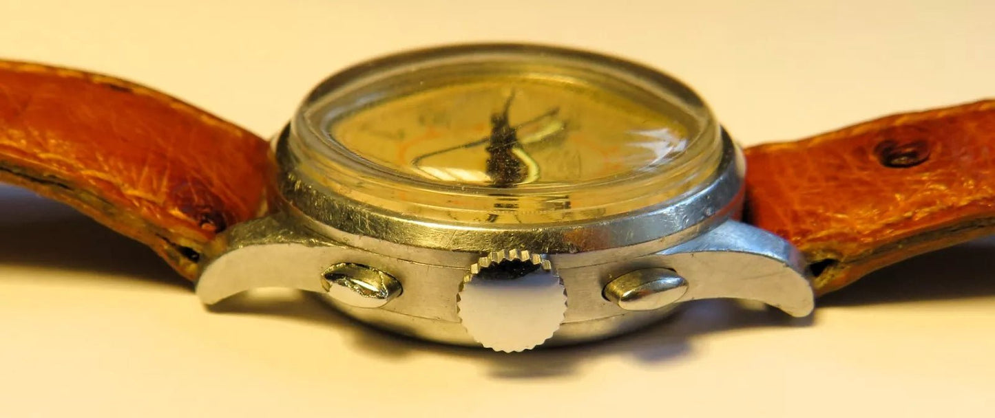 Orig. Ed Heuer Saint Imier Vintage Flyback Schaltrad Chronograph ca. 1950 AOC - Sammler - Uhren