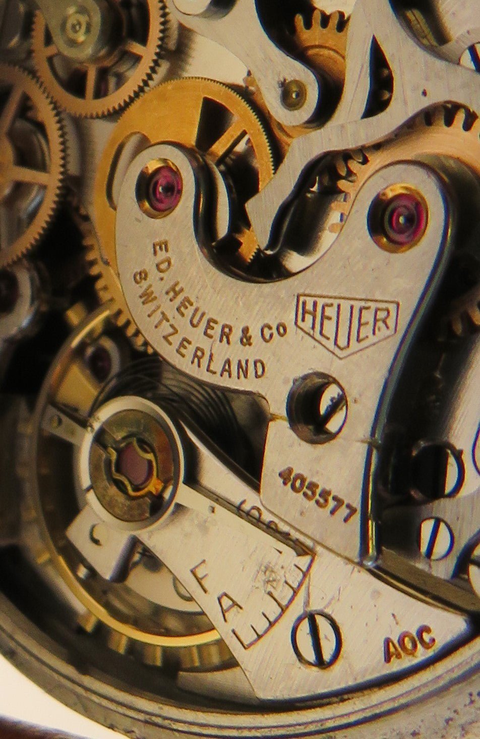 Orig. Ed Heuer Saint Imier Vintage Flyback Schaltrad Chronograph ca. 1950 AOC - Sammler - Uhren