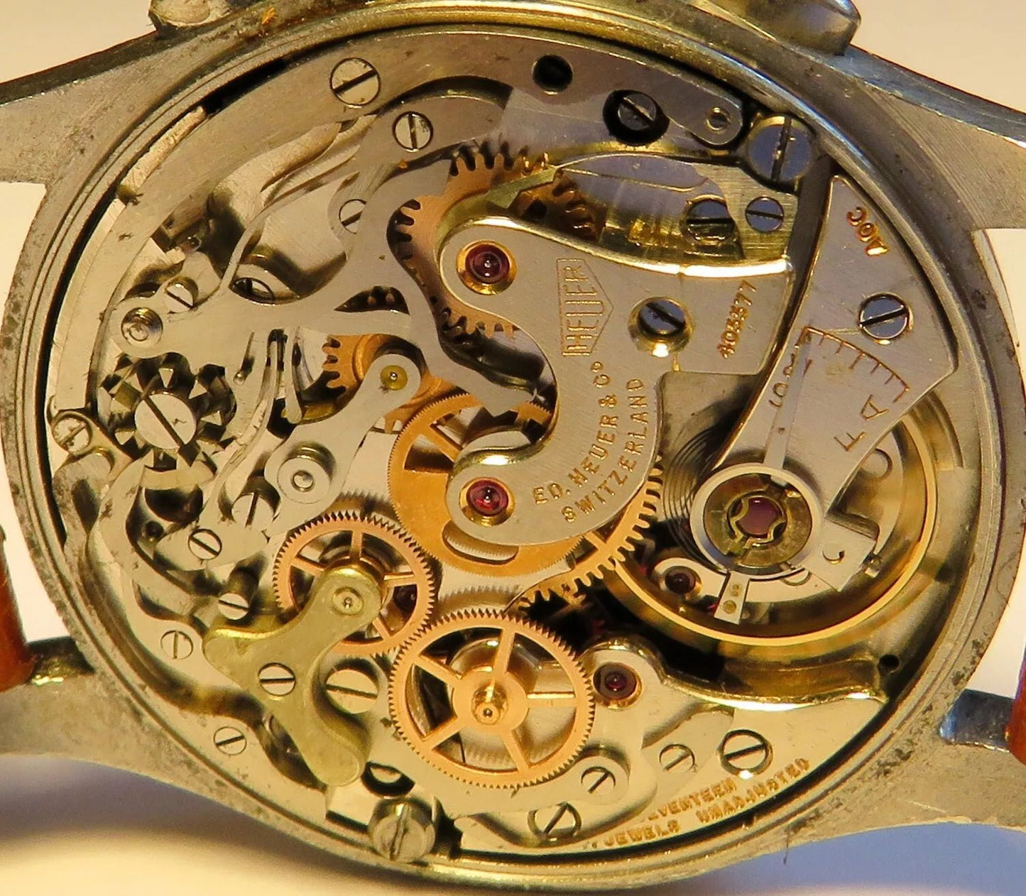 Orig. Ed Heuer Saint Imier Vintage Flyback Schaltrad Chronograph ca. 1950 AOC - Sammler - Uhren