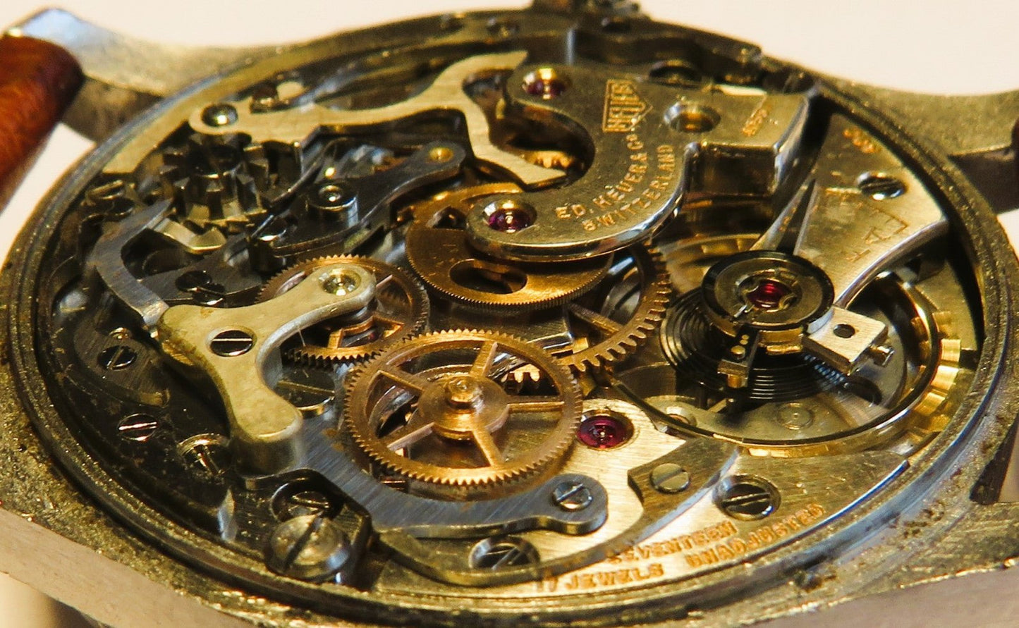 Orig. Ed Heuer Saint Imier Vintage Flyback Schaltrad Chronograph ca. 1950 AOC - Sammler - Uhren