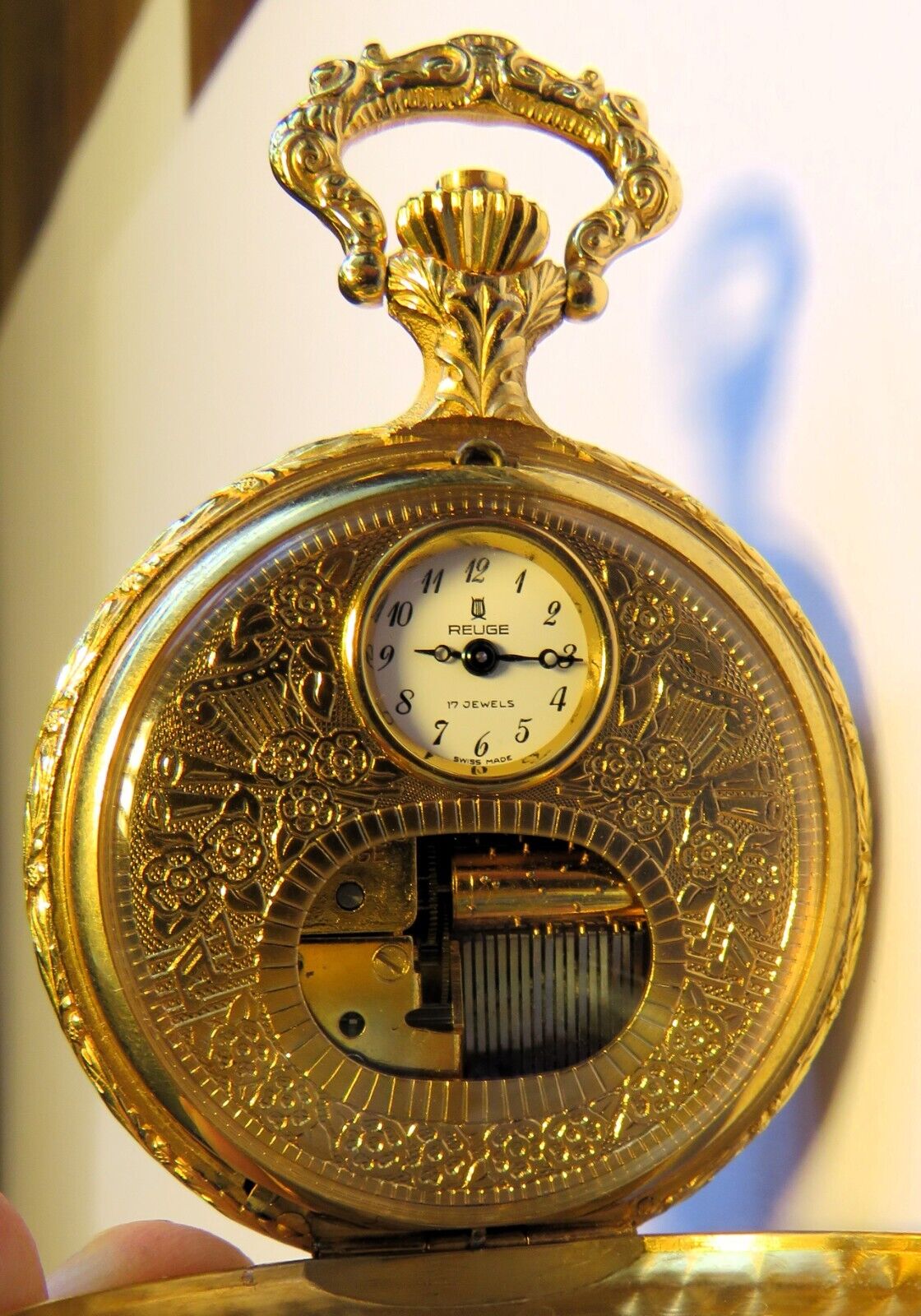 Orig. Reuge Prunk Taschenuhr Musik Walzen Spielwerk - funktioniert - Sammler - Uhren