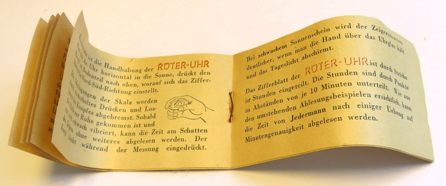 Orig. Sonnenuhr Dr. Rüter Berlin 1946 Fullset: OVP + Bedienungsanleitung antik - Sammler - Uhren