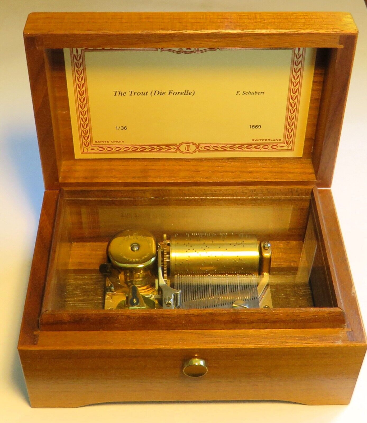 Original Reuge Walzenspieluhr "die Forelle" Musik Walzen Spielwerk funktioniert - Sammler - Uhren