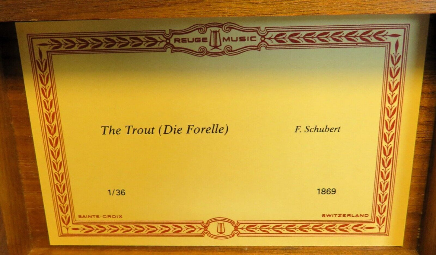 Original Reuge Walzenspieluhr "die Forelle" Musik Walzen Spielwerk funktioniert - Sammler - Uhren