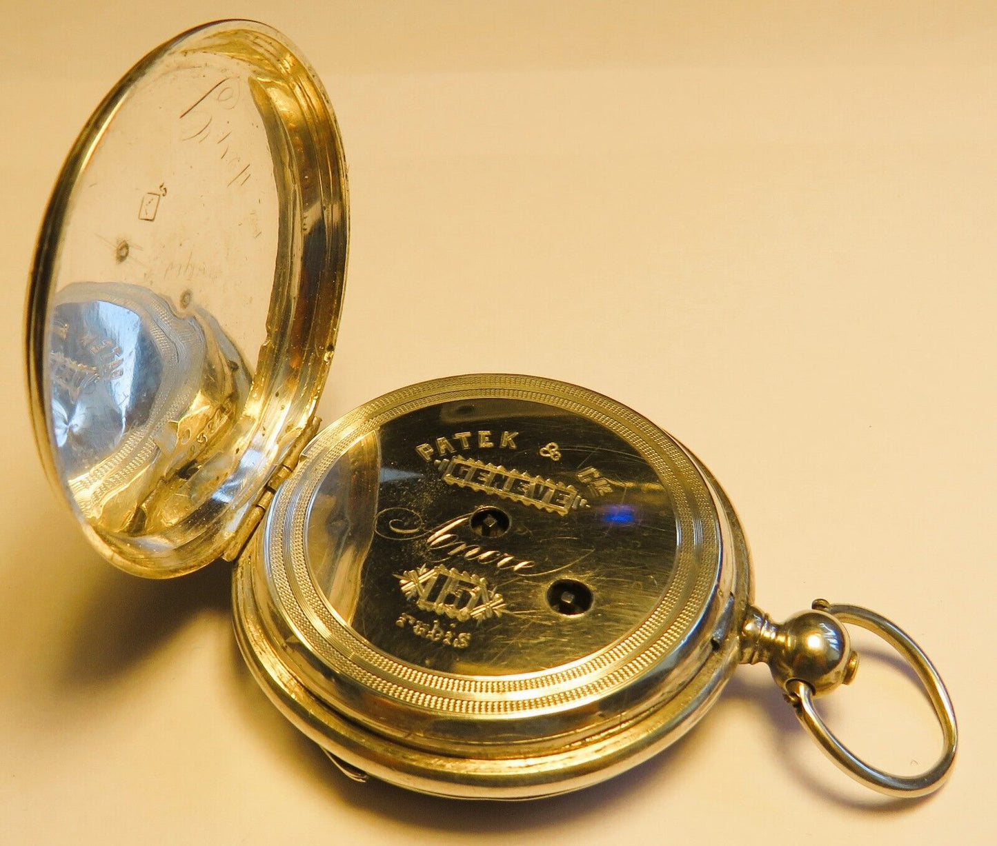 Patek Philippe & Co Cie Geneve Lepine massiv Silber Taschenuhr ca. 1860 - Sammler - Uhren