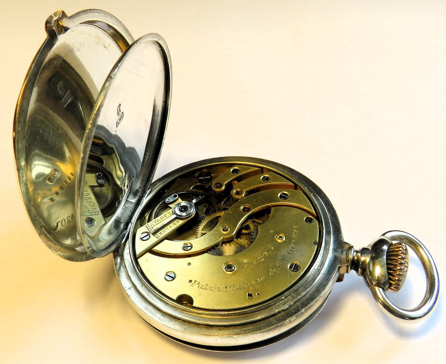 Patek Philippe & Co Geneve massiv Silber Taschenuhr ca. 1908 früher Kronenaufzug - Sammler - Uhren