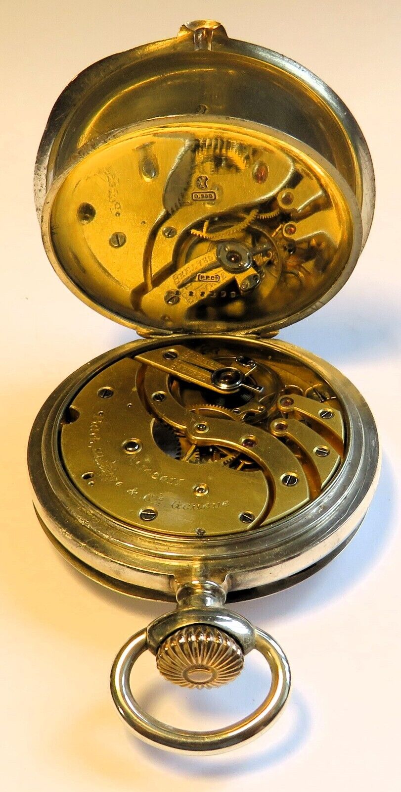 Patek Philippe & Co Geneve massiv Silber Taschenuhr ca. 1908 früher Kronenaufzug - Sammler - Uhren