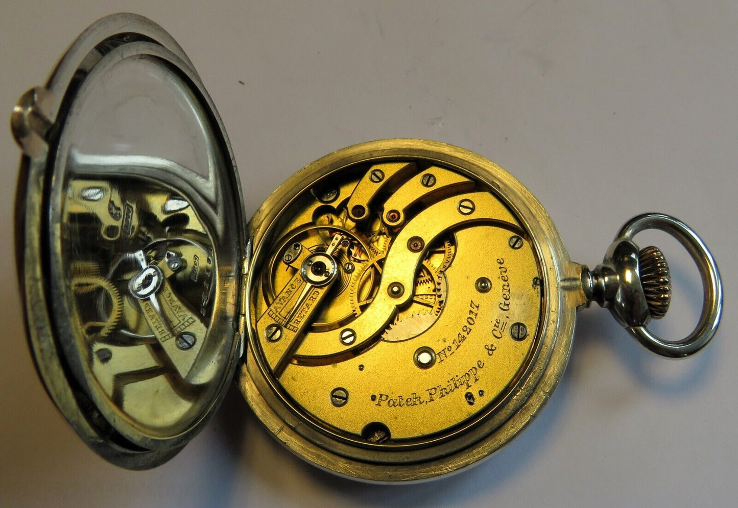 Patek Philippe & Co Geneve massiv Silber Taschenuhr ca. 1908 früher Kronenaufzug - Sammler - Uhren