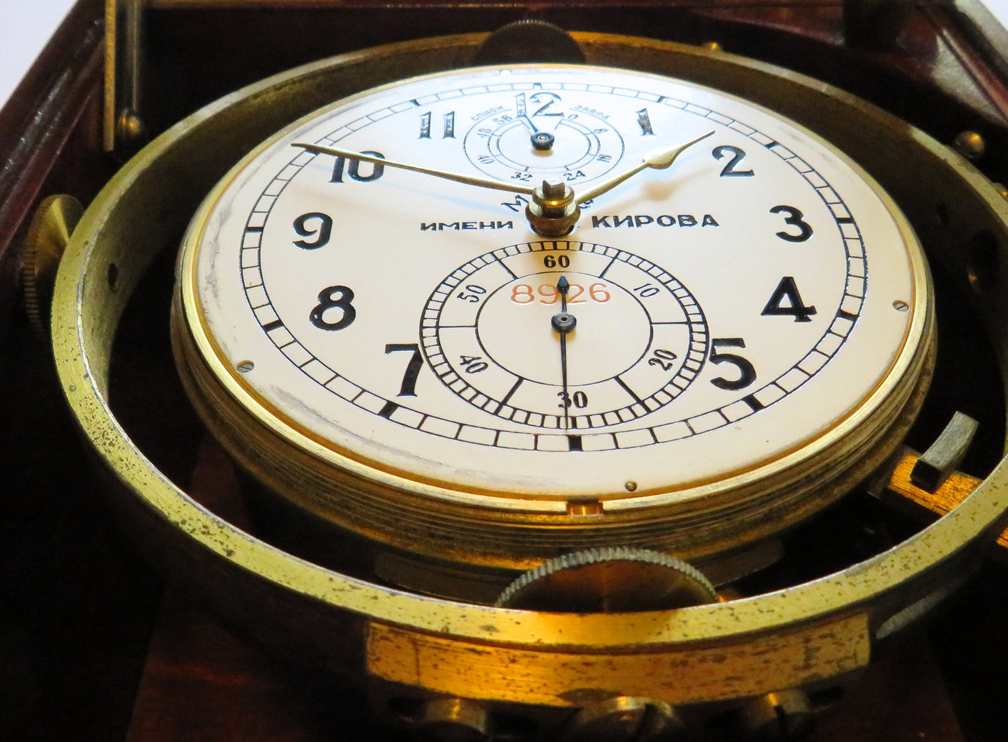 Poljot Kirowa Schiffs Marine Chronometer orig. Mahagoni Case - Sammler - Uhren