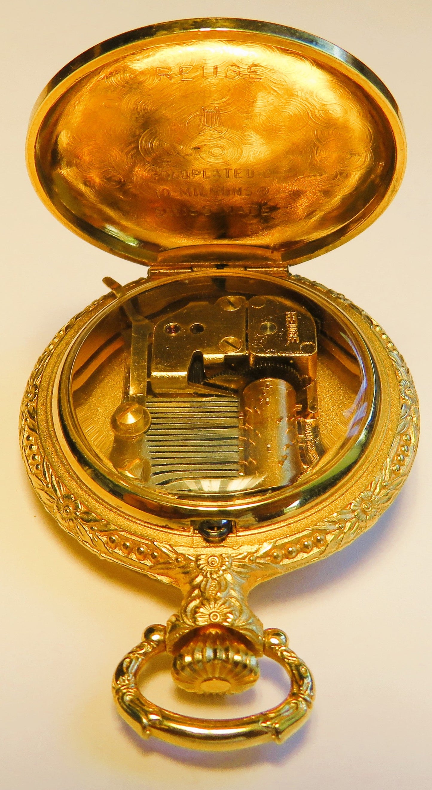 Reuge Swiss kleine Taschenuhr Musik Walzen Spielwerk Walzenspieluhr - Sammler - Uhren