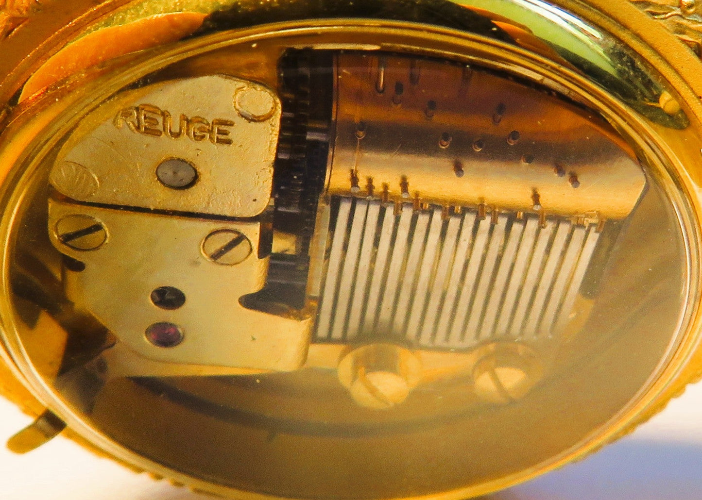 Reuge Swiss kleine Taschenuhr Musik Walzen Spielwerk Walzenspieluhr - Sammler - Uhren
