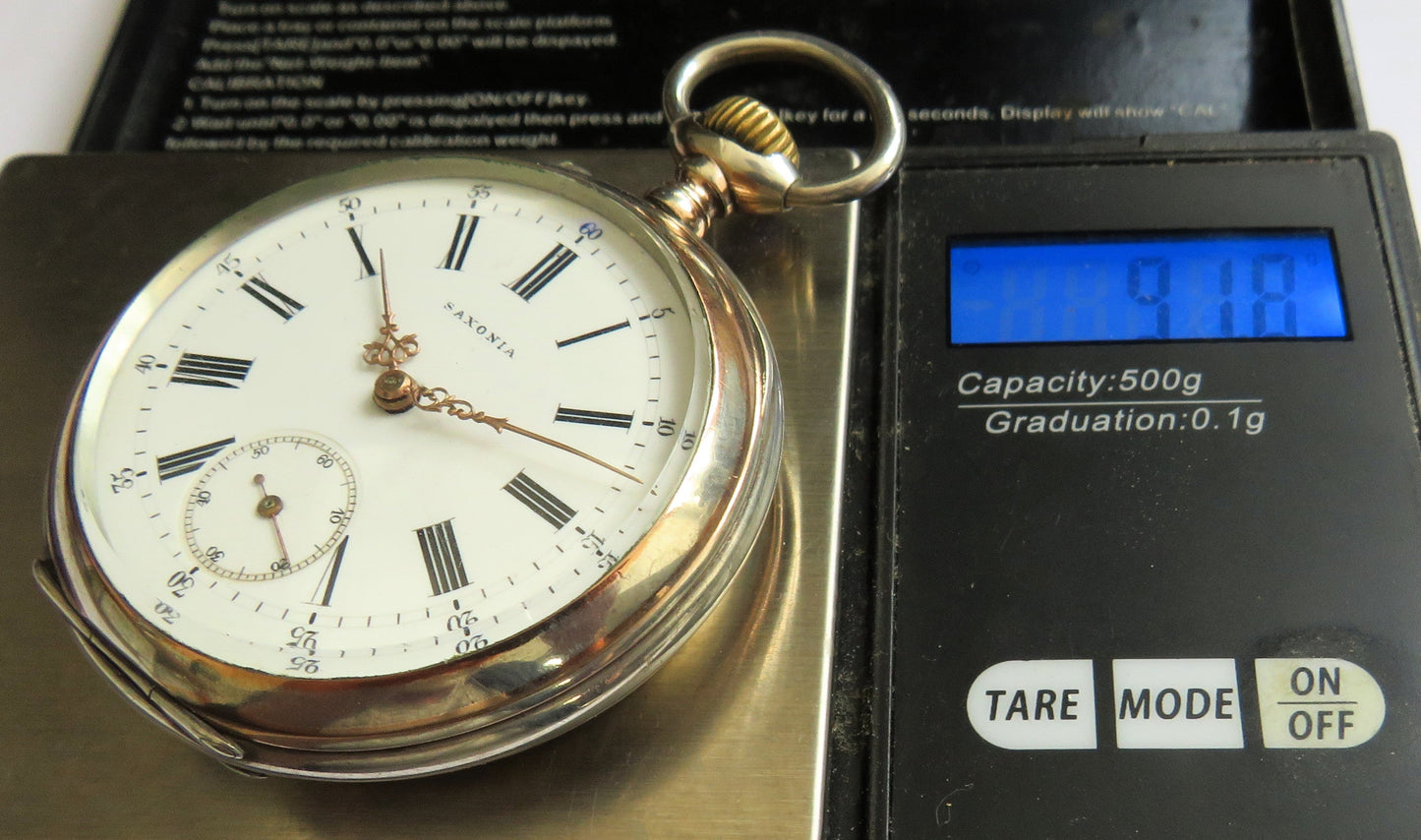 Saxonia Dresden Gruna Költzsch große 800 Silber Herren Taschenuhr ca. 1920 - Sammler - Uhren